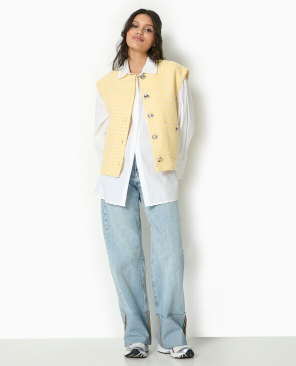 pimkie Veste sans manches en tweed motif pied-de-poule - Jaune