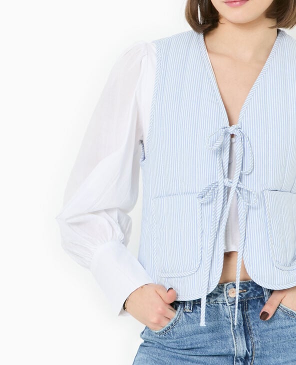Pimkie Veste Sans Manches Matelassée Avec Rayures - Bleu