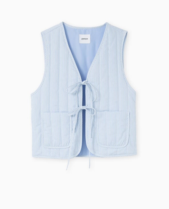 Pimkie Veste Sans Manches Matelassée Avec Rayures - Bleu