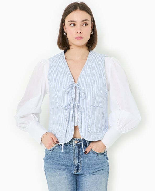 Pimkie Veste Sans Manches Matelassée Avec Rayures - Bleu