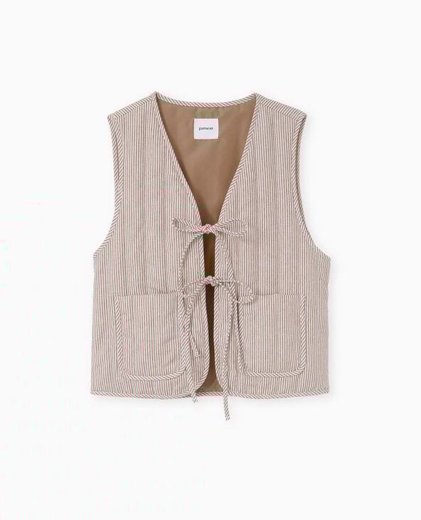 Pimkie Veste Sans Manches Matelassée Avec Rayures - Marron