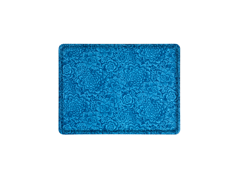 Platex Plateau Stratifié Fleurs Bleu