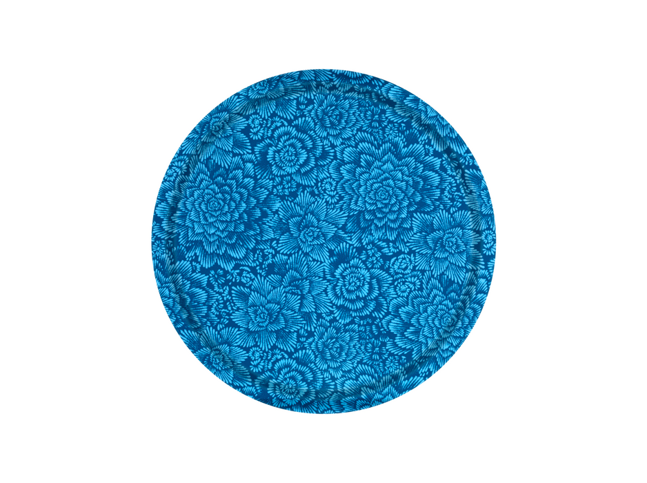 platex Plateau Stratifié Fleurs Bleu