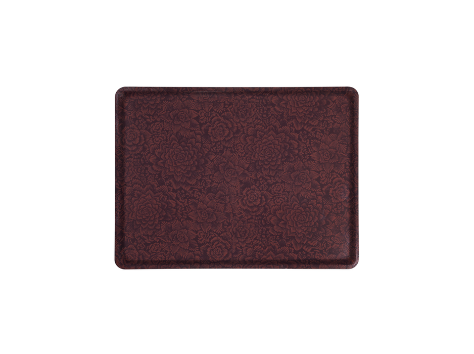 Platex Plateau Stratifié Fleurs Chocolat