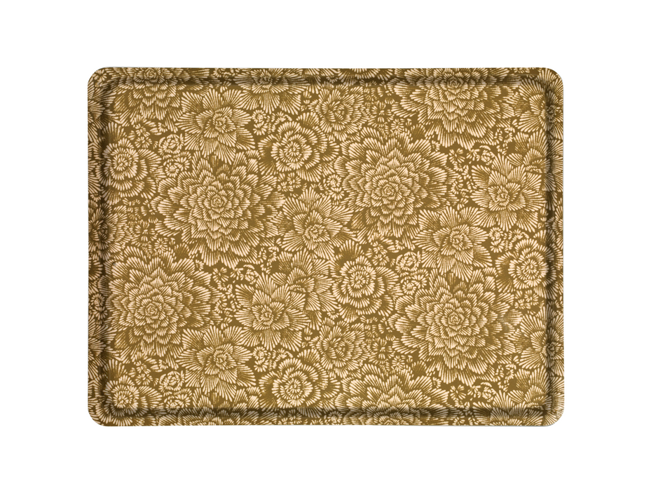 Platex Plateau Stratifié Fleurs Marron Clair