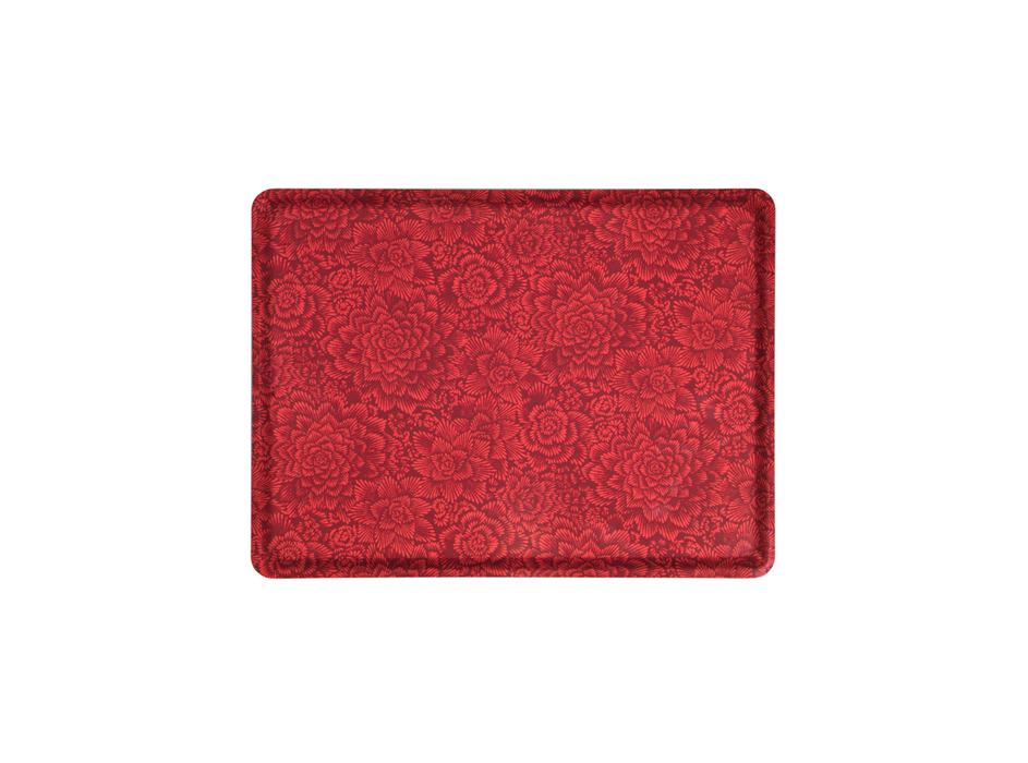 Platex Plateau Stratifié Fleurs Rouge