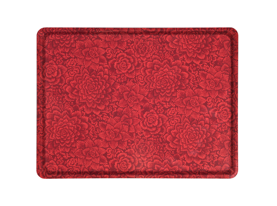 Platex Plateau Stratifié Fleurs Rouge