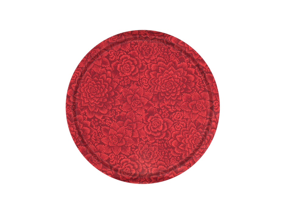 Platex Plateau Stratifié Fleurs Rouge