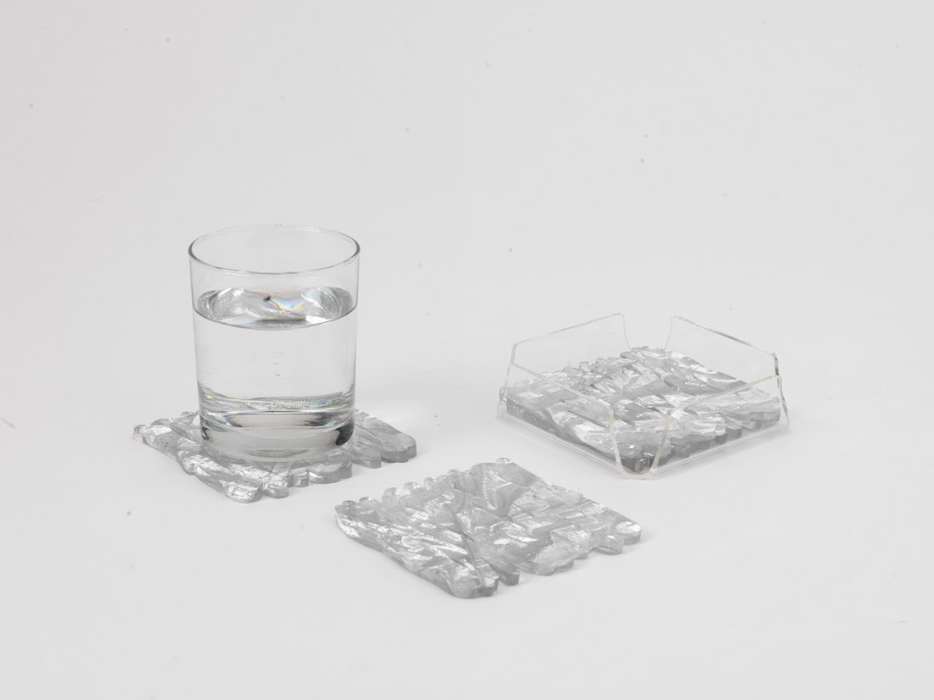 Platex Sous Verre - Lot De 4 Old Gold / Old Silver