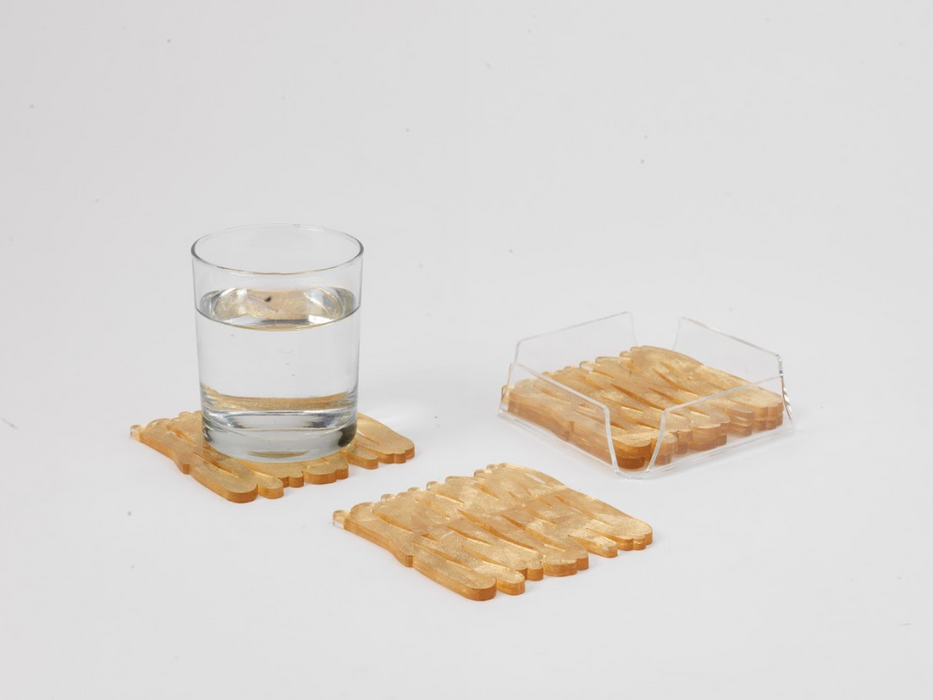 platex Sous Verre - Lot de 4 Old Gold / Old Silver