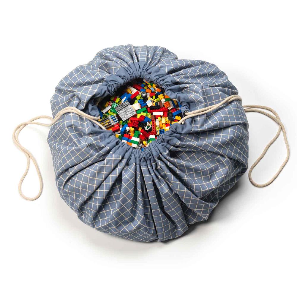 play & go Organic Grid Blue Sac De Rangement - Tapis De Jeux