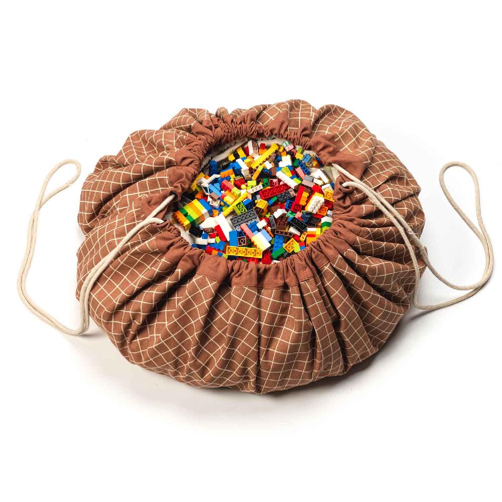 play & go Organic Grid Brown Sac De Rangement - Tapis De Jeux