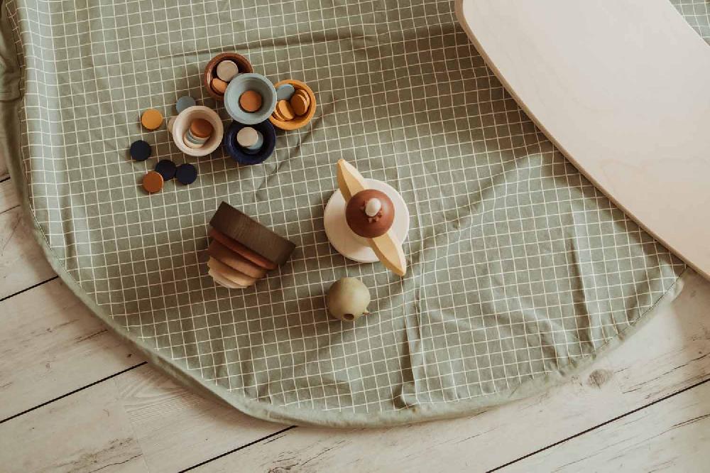 Play & Go Organic Grid Green Sac De Rangement - Tapis De Jeux