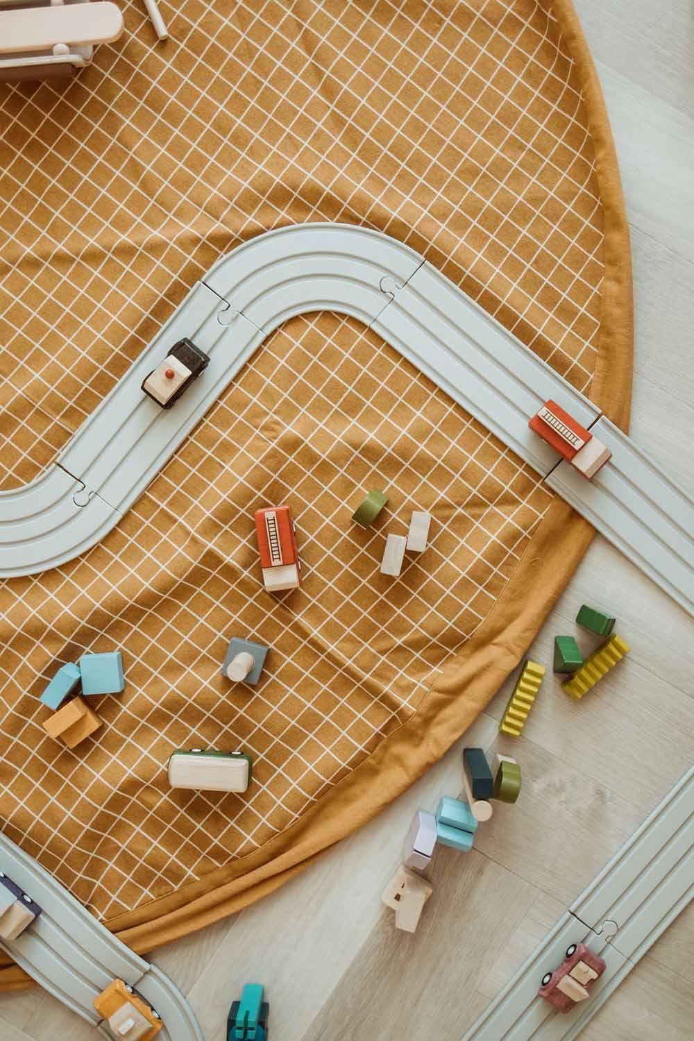 Play & Go Organic Grid Mustard Sac De Rangement - Tapis De Jeux