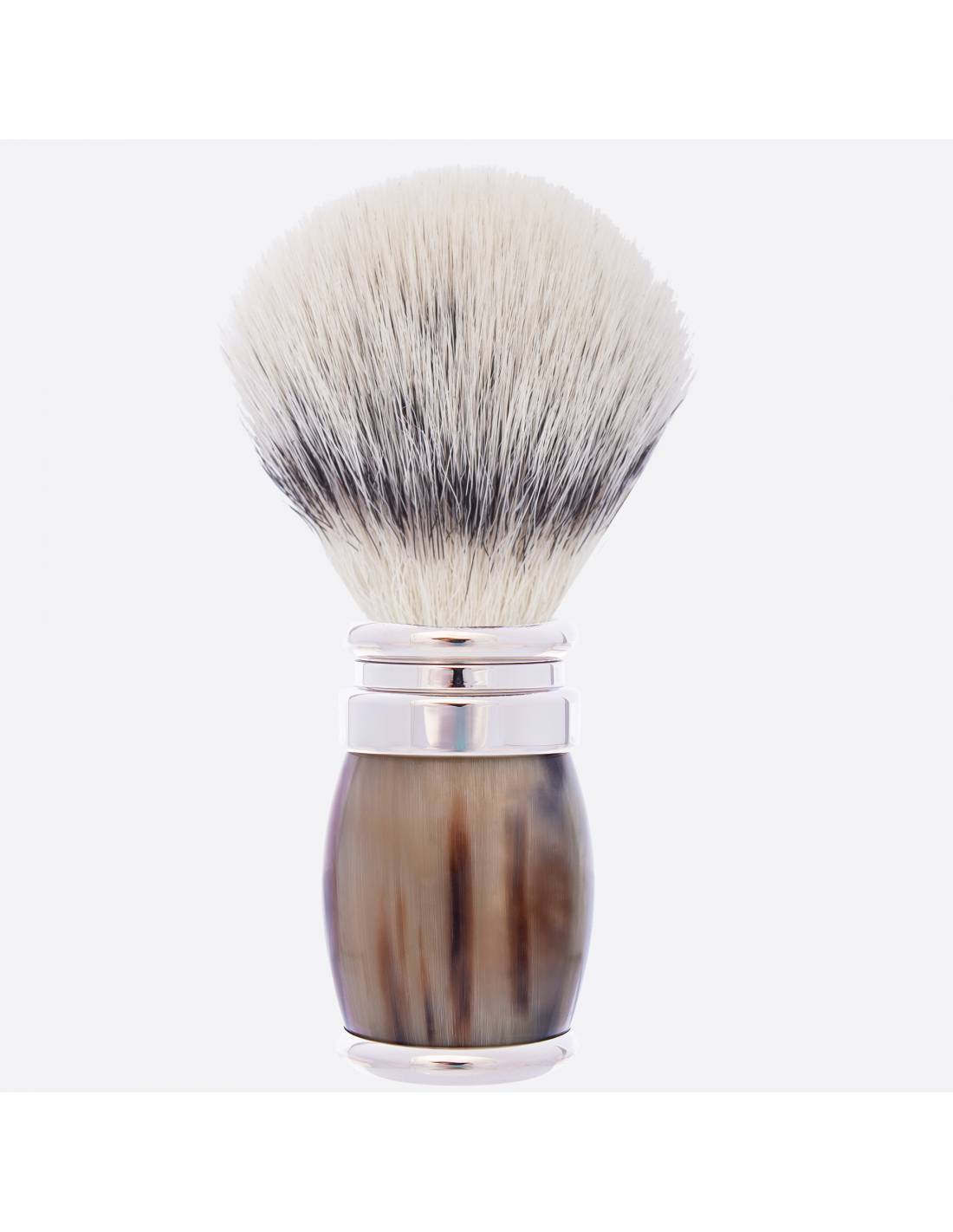 plisson blaireau corne et finition palladium fibre "Blanc Haute Montagne"