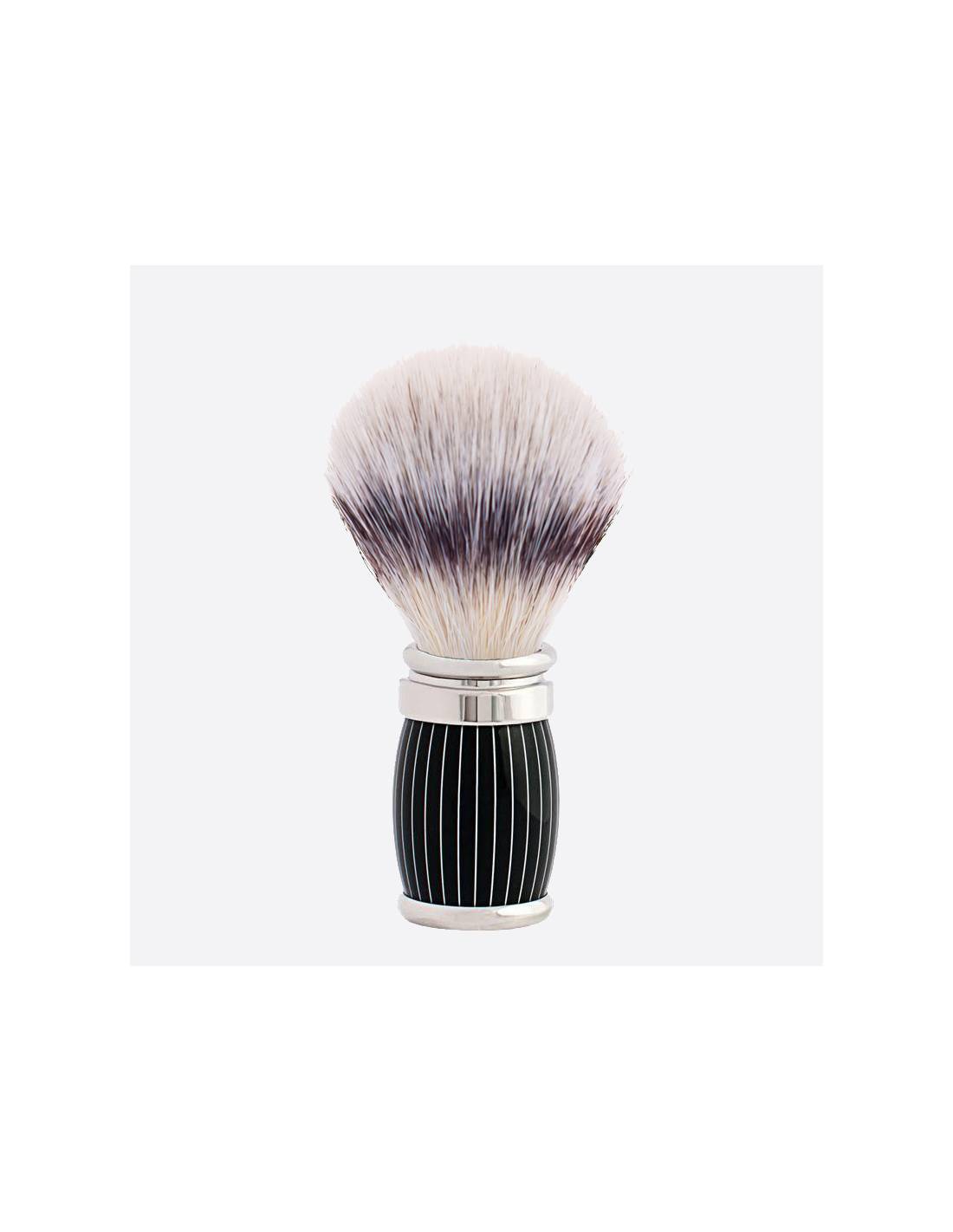 plisson blaireau fibre "Blanc Haute Montagne" laqué rétro et chromé Joris