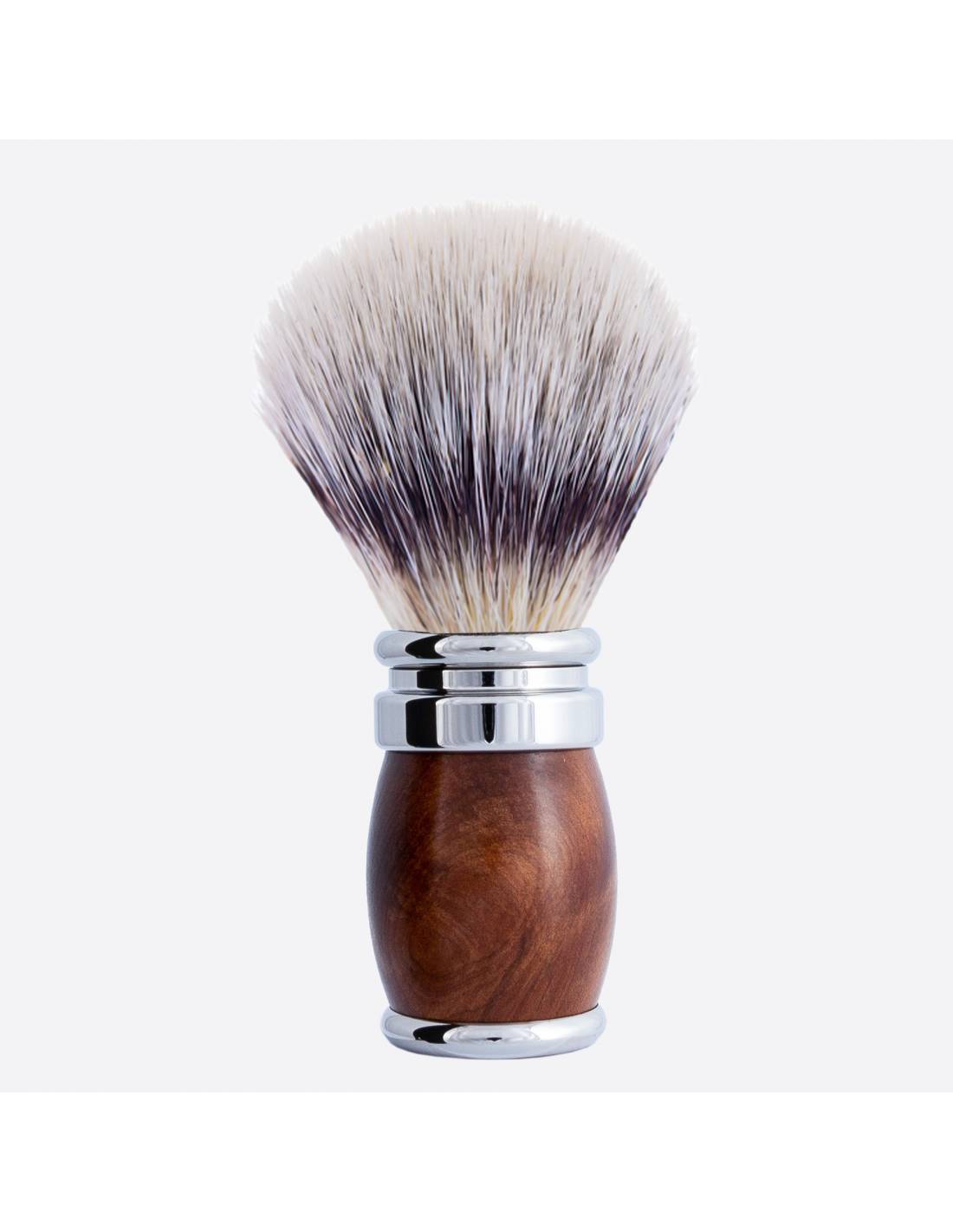 plisson blaireau fibre Blanc Haute Montagne thuya et finition chrome Joris