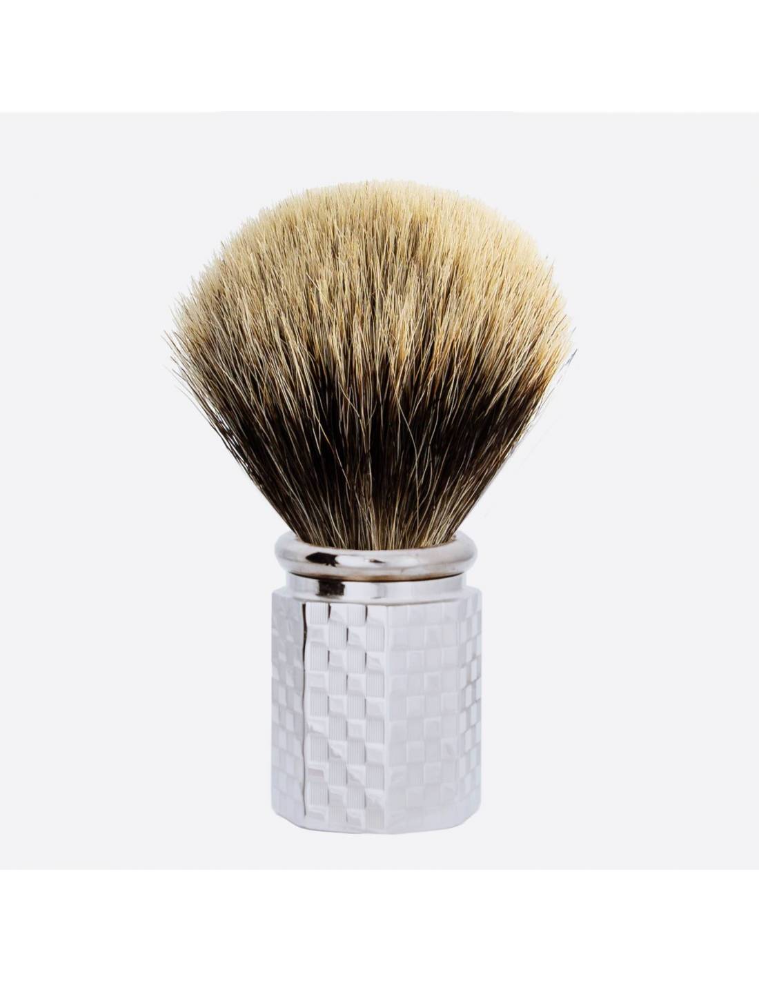 plisson Blaireau Octogonal Gris Européen finition Palladium motif carreaux