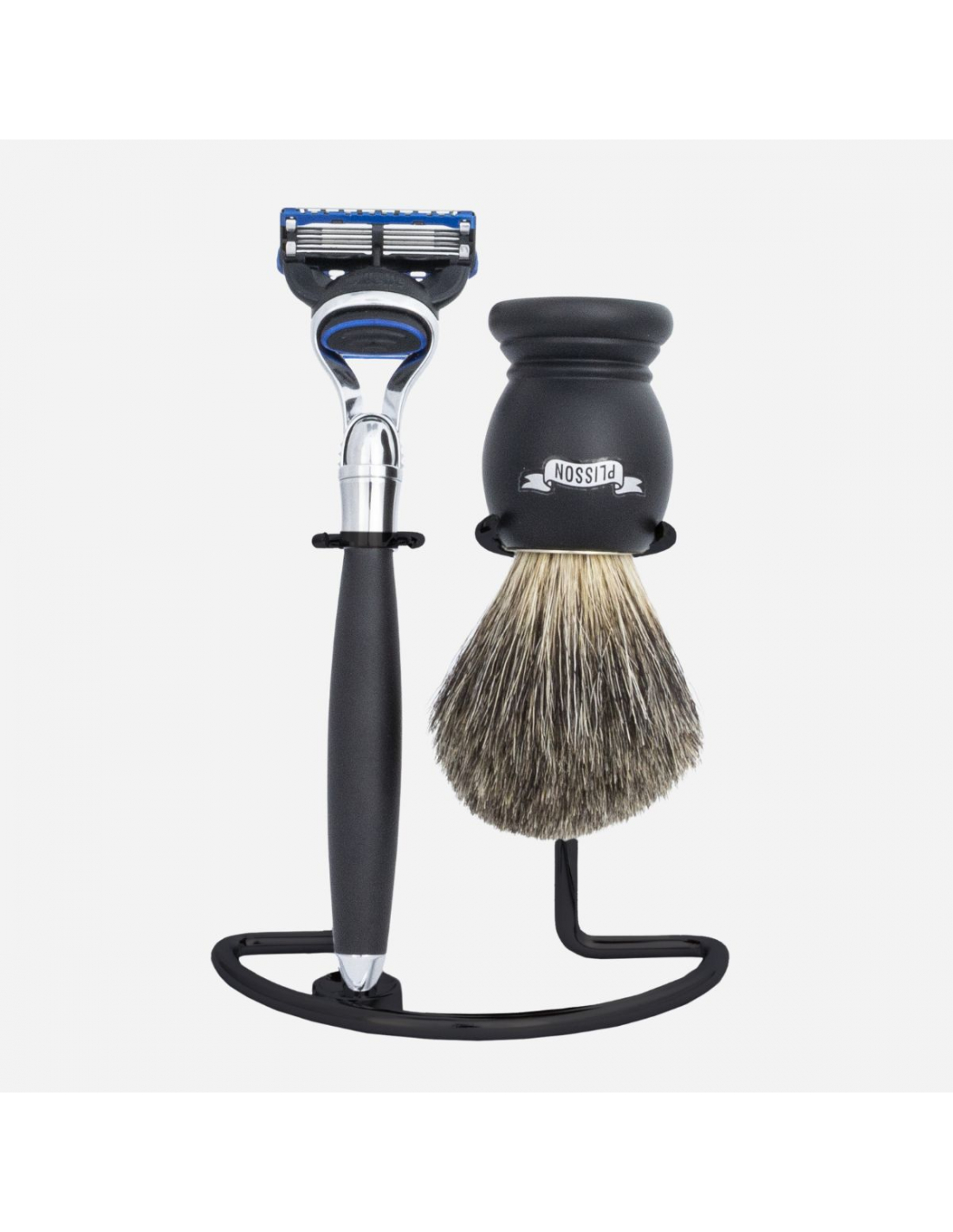 plisson Set Fusion Hêtre noir et chrome