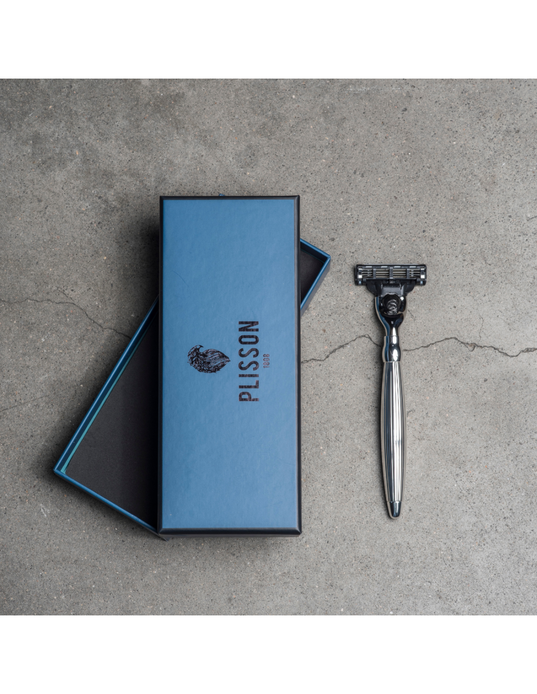 Plisson Rasoir Massif Godron Mach3 - Finition Palladium