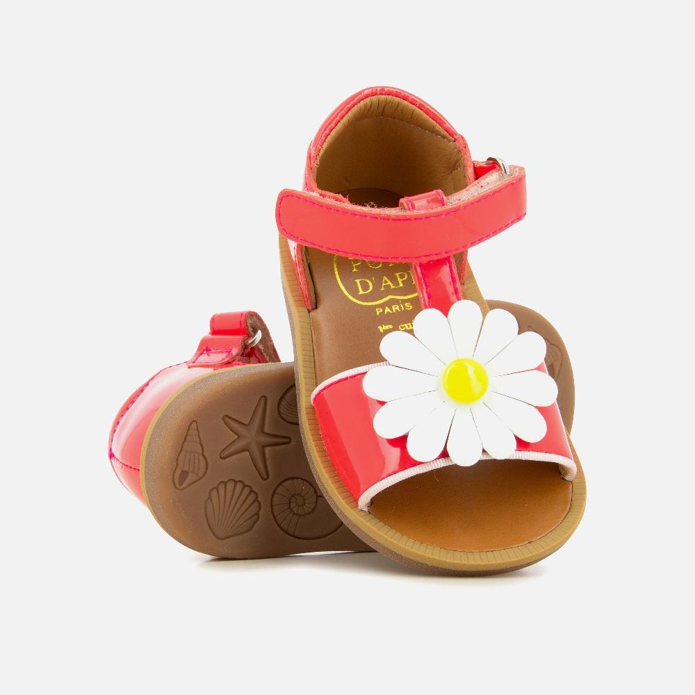 Pom Dapi POPPY BIG FLO CUIR LISSE ROSE - MULTI