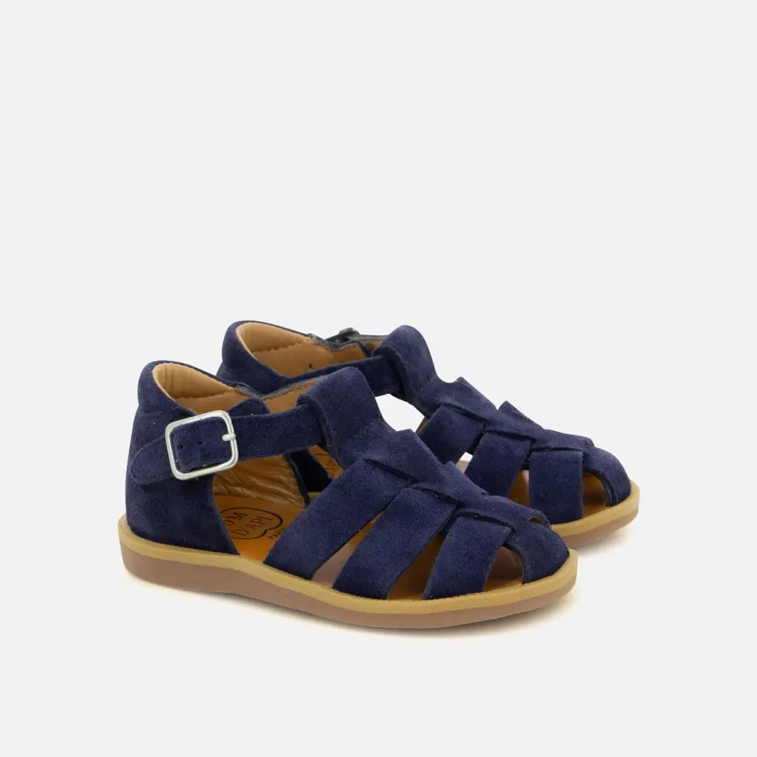 pom dapi POPPY DADDY CUIR VELOURS BLEU