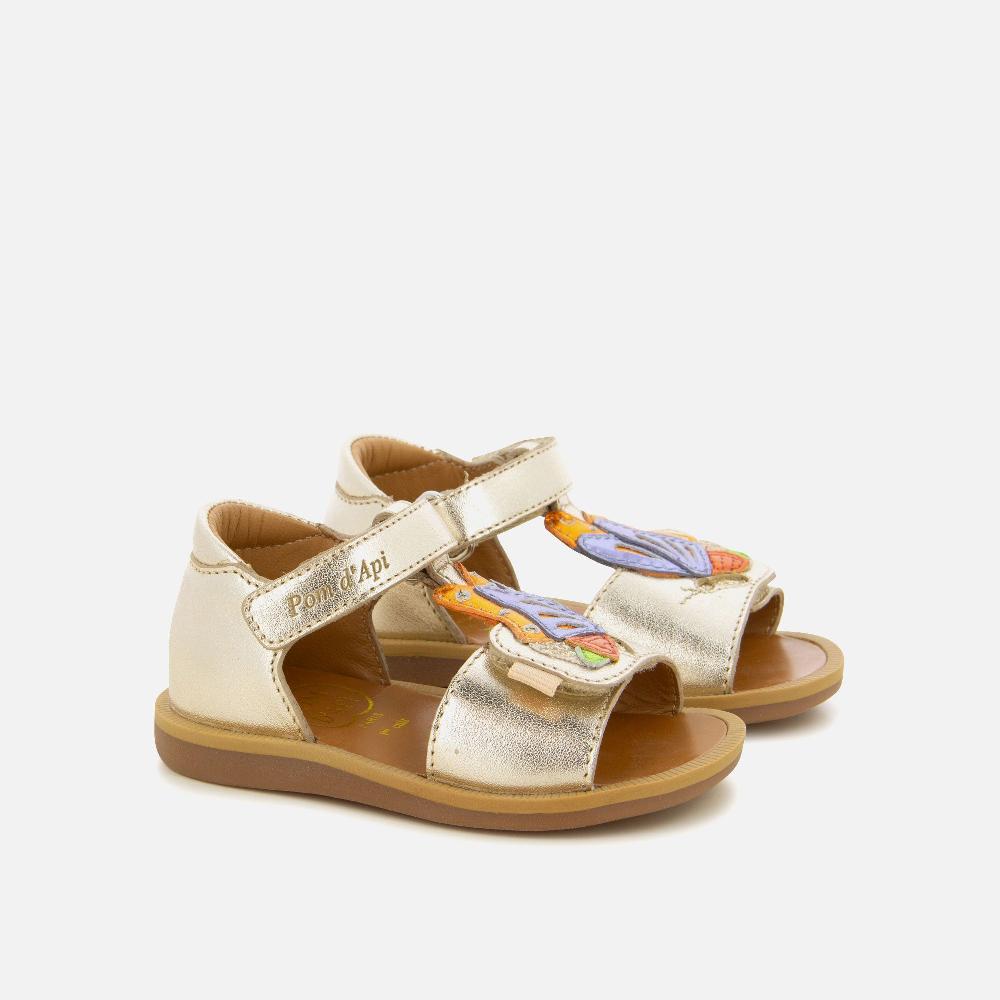 pom dapi POPPY PAPILLON CUIR METALLISE DORE - MULTI