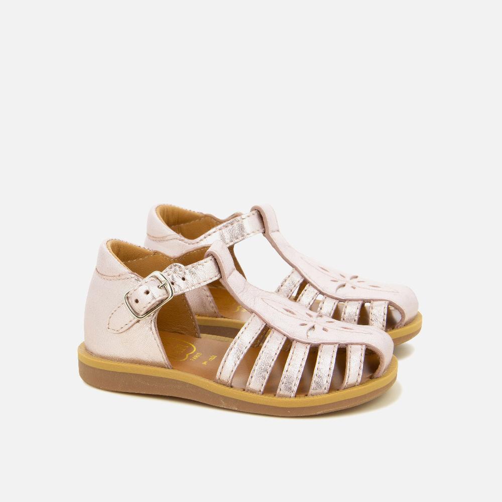pom dapi POPPY PERFO CUIR METALLISE ROSE