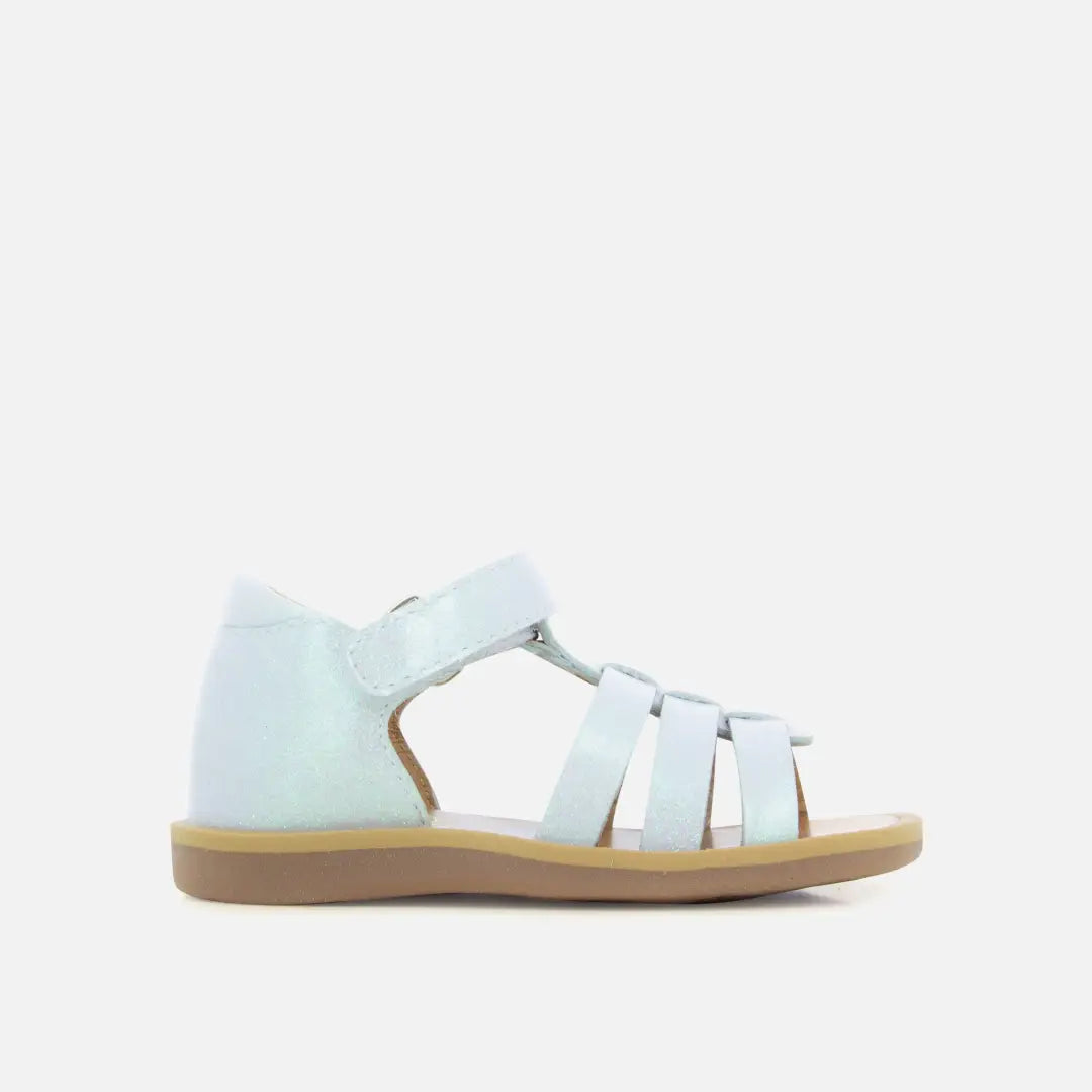 Pom Dapi POPPY STRAP CUIR METALLISE BLANC