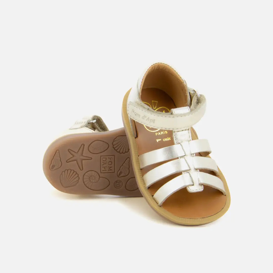 Pom Dapi POPPY STRAP CUIR METALLISE DORÉ