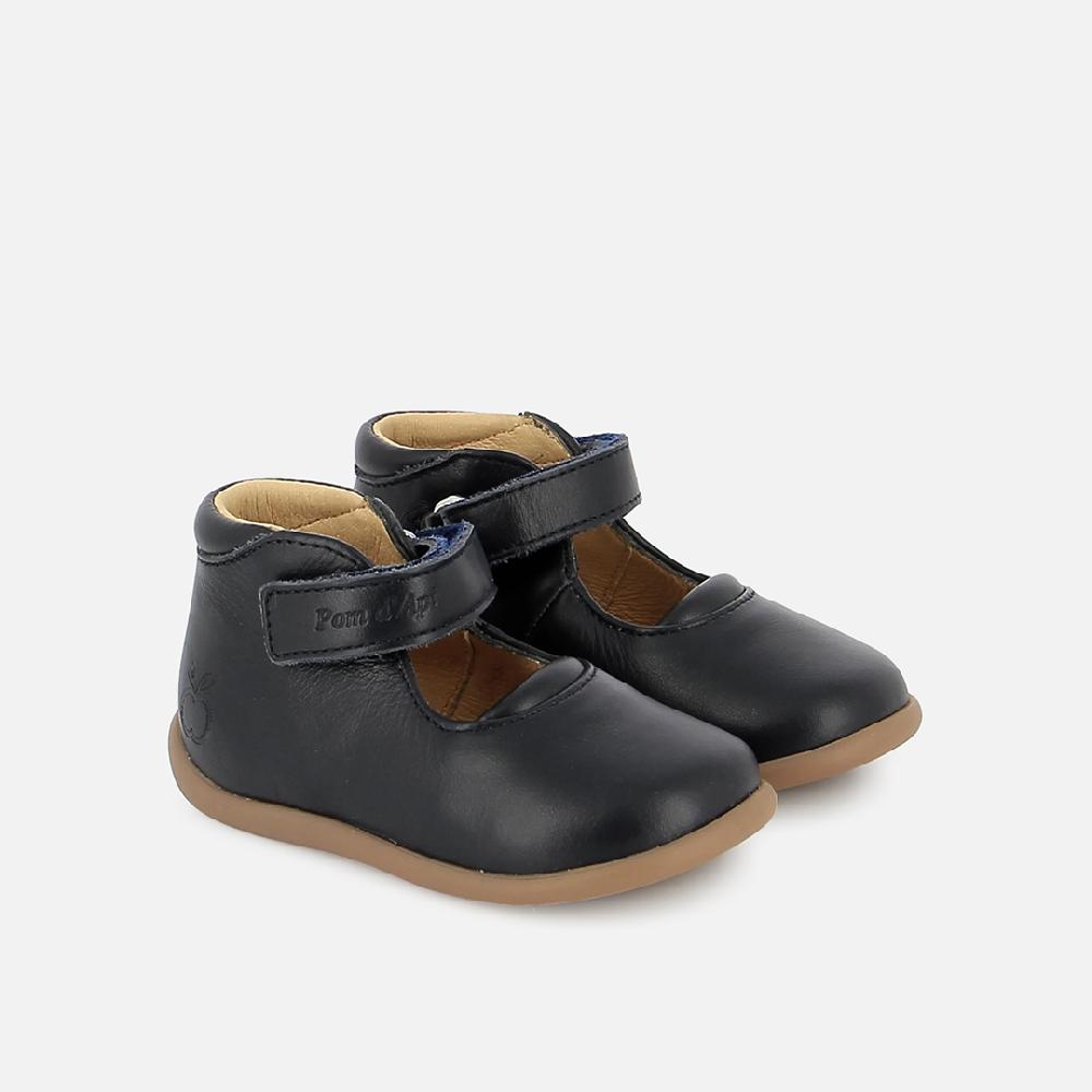 pom dapi STAND-UP MARY CUIR LISSE BLEU