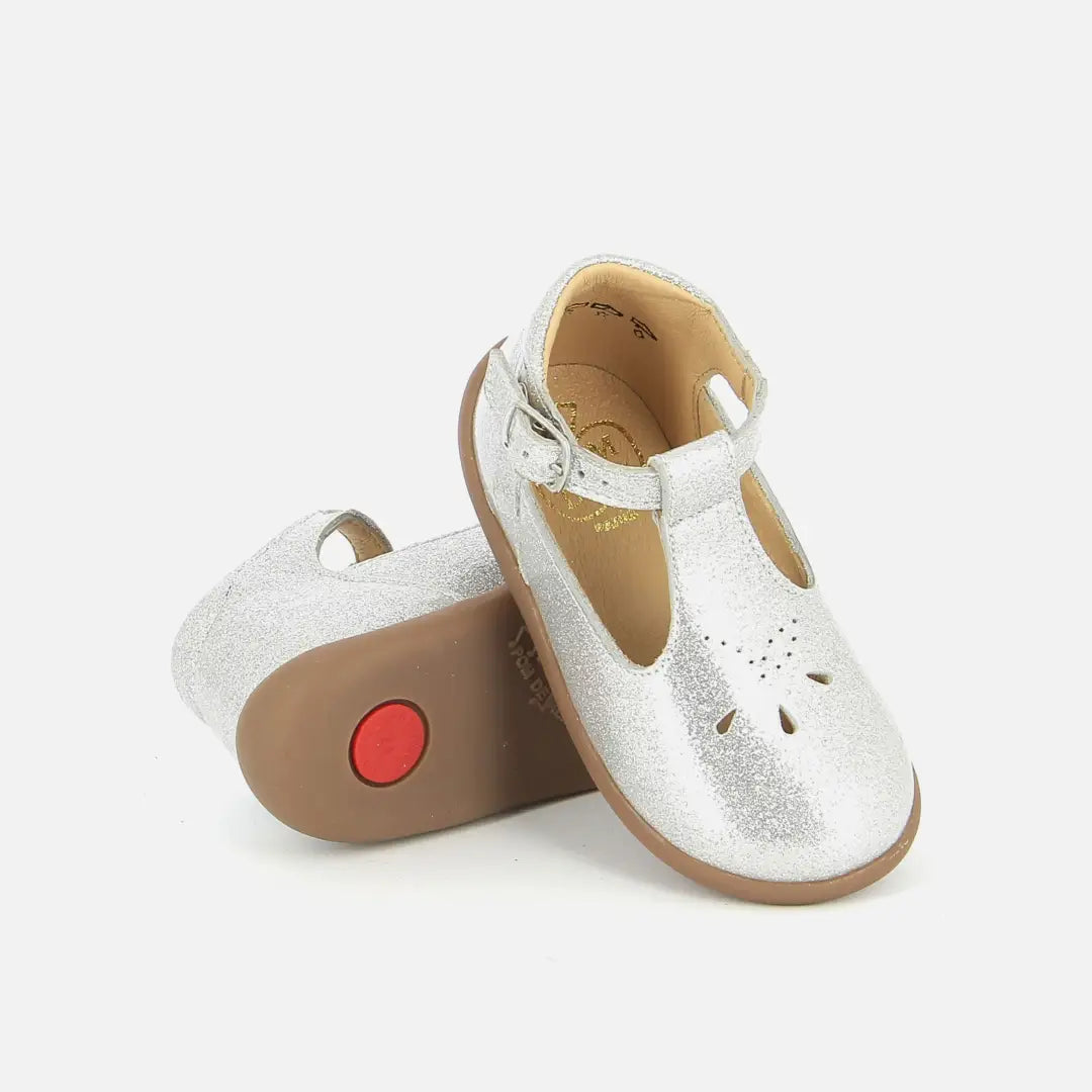 pom Dapi STAND-UP SALOME CUIR METALLISE GRIS