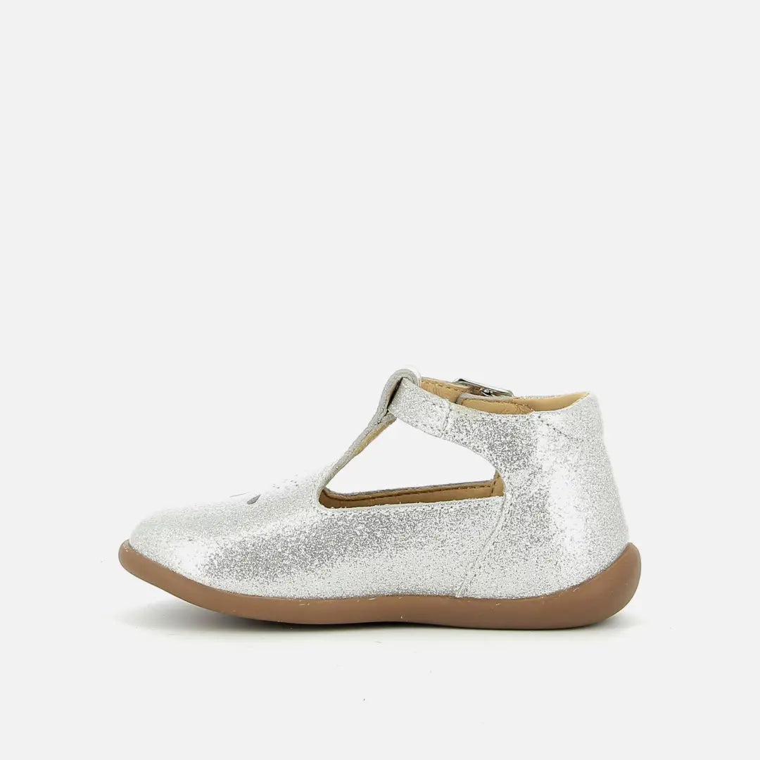 pom Dapi STAND-UP SALOME CUIR METALLISE GRIS
