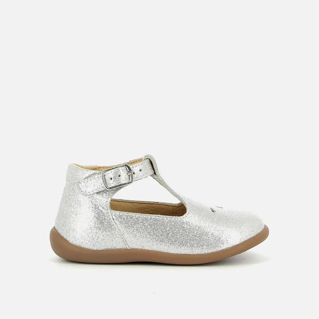 pom Dapi STAND-UP SALOME CUIR METALLISE GRIS