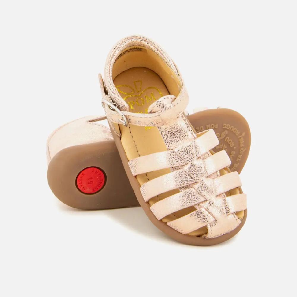 Pom Dapi STAND-UP STRAP CUIR METALLISE ROSE