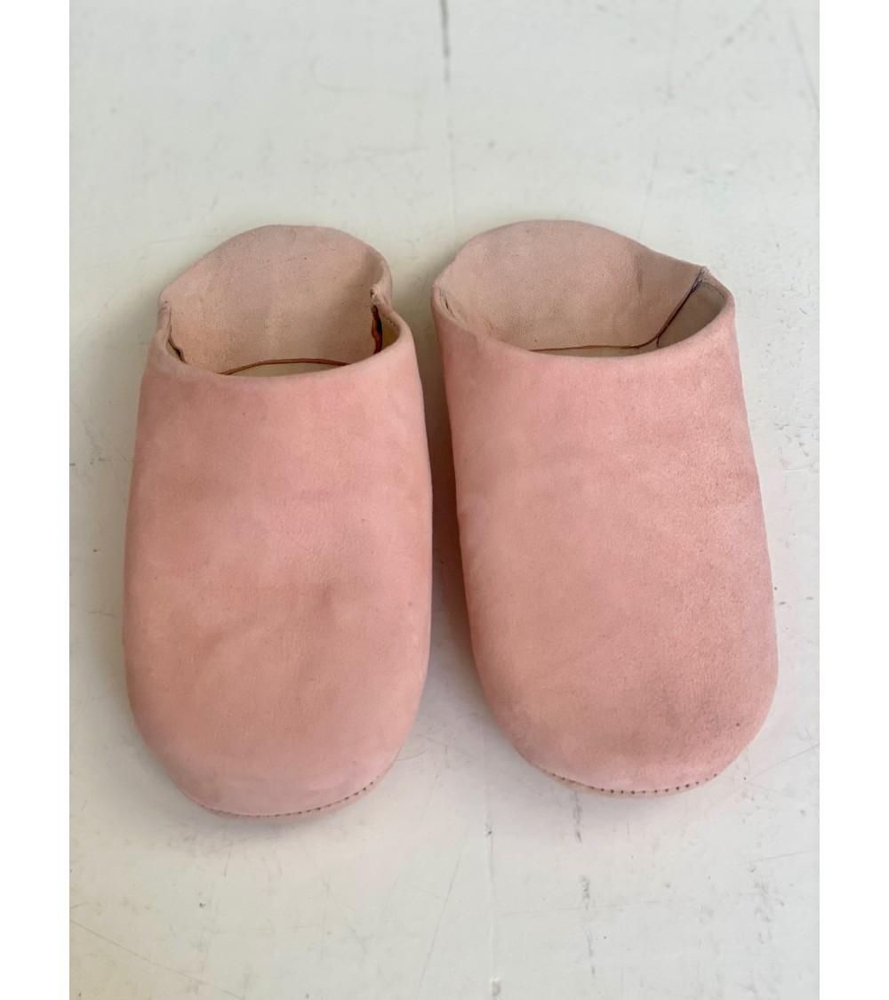 Pompon Bazar BABOUCHES En DAIM De COULEUR ROSE CLAIR