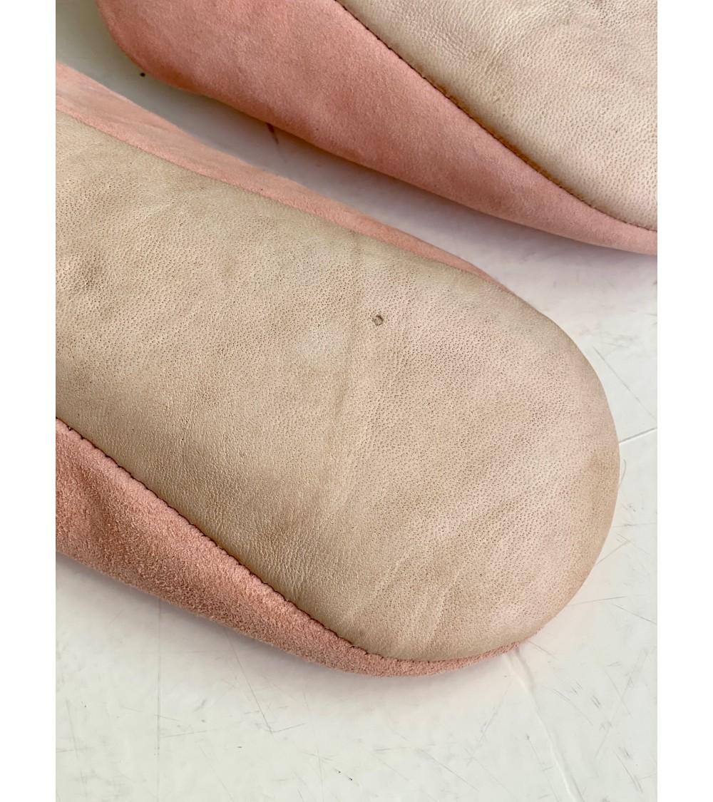 Pompon Bazar BABOUCHES En DAIM De COULEUR ROSE CLAIR