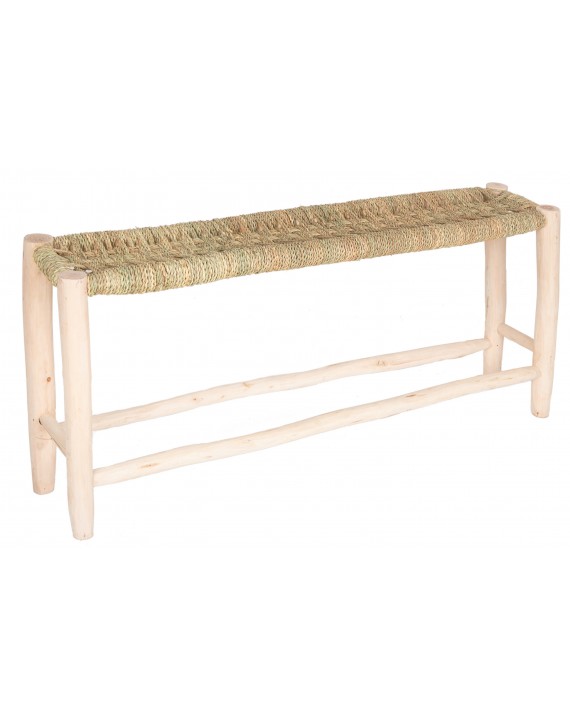 pompon bazar BANC ETROIT en BOIS et TRESSAGE VEGETAL