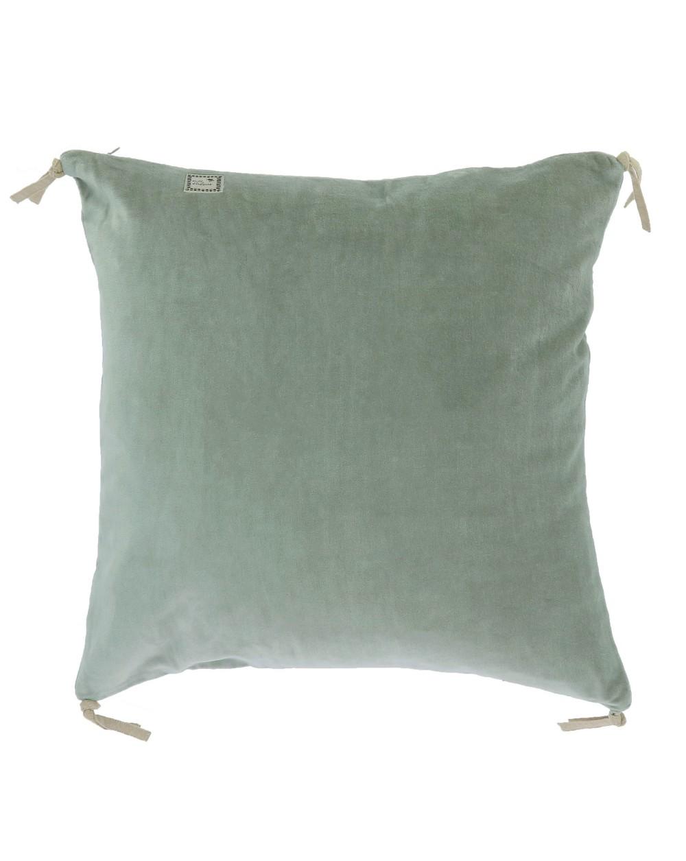 Pompon Bazar COUSSIN En VELOURS 45x45cm Couleur CELADON