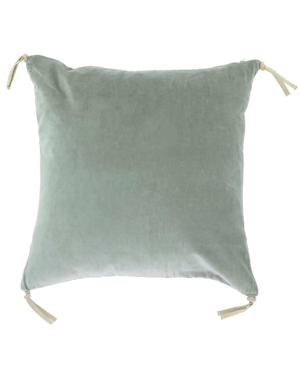 pompon bazar COUSSIN en VELOURS 45x45cm couleur CELADON