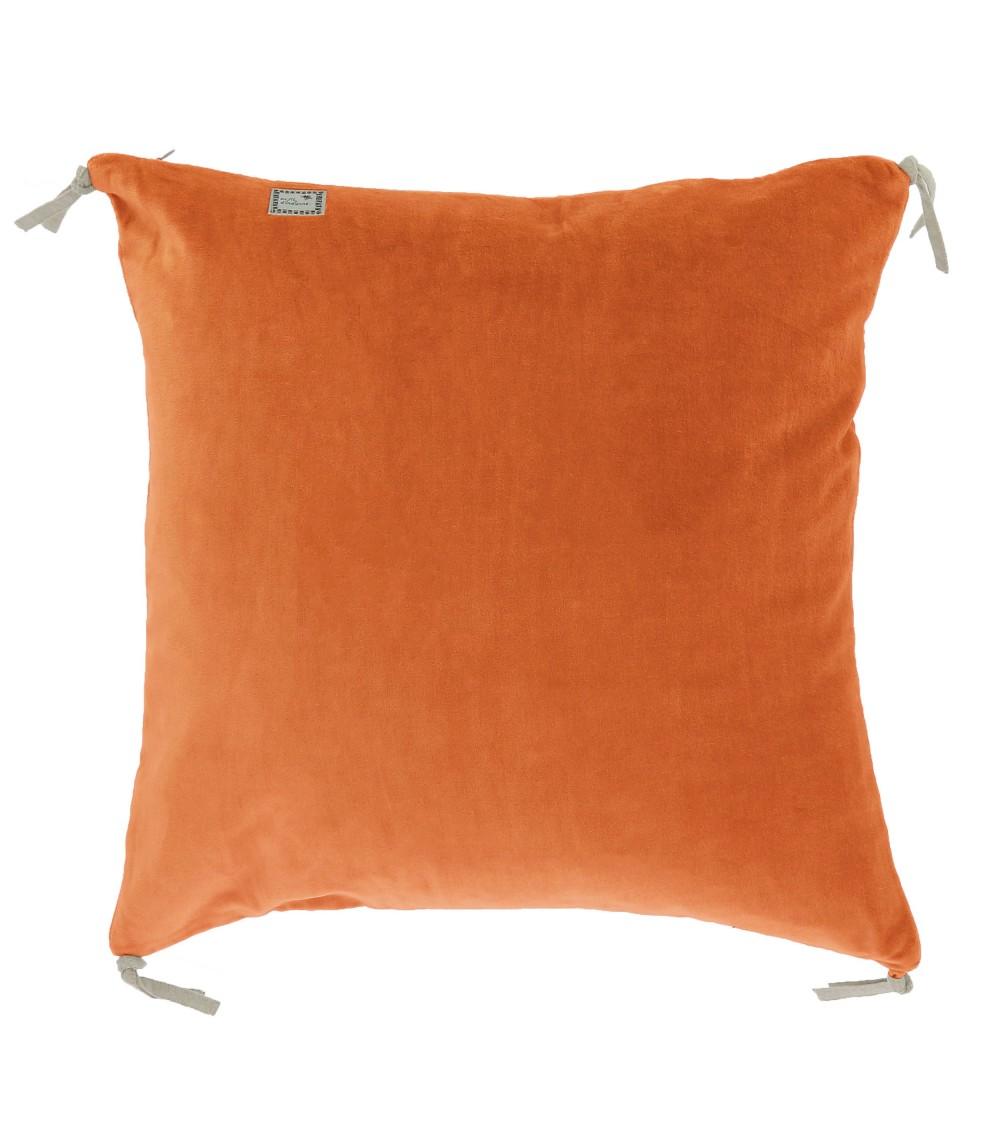 Pompon Bazar COUSSIN En VELOURS 45x45cm Couleur ORANGE