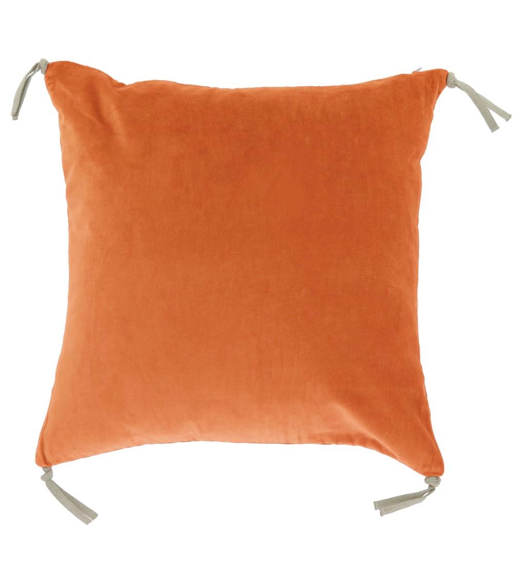 pompon bazar COUSSIN en VELOURS 45x45cm couleur ORANGE