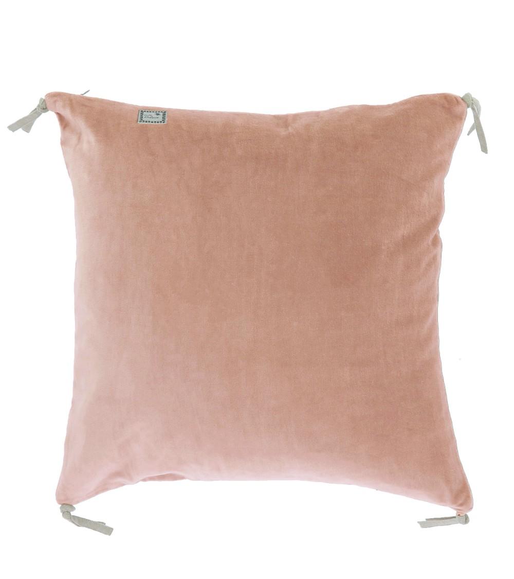 Pompon Bazar COUSSIN En VELOURS 45x45cm Couleur ROSE POUDRE