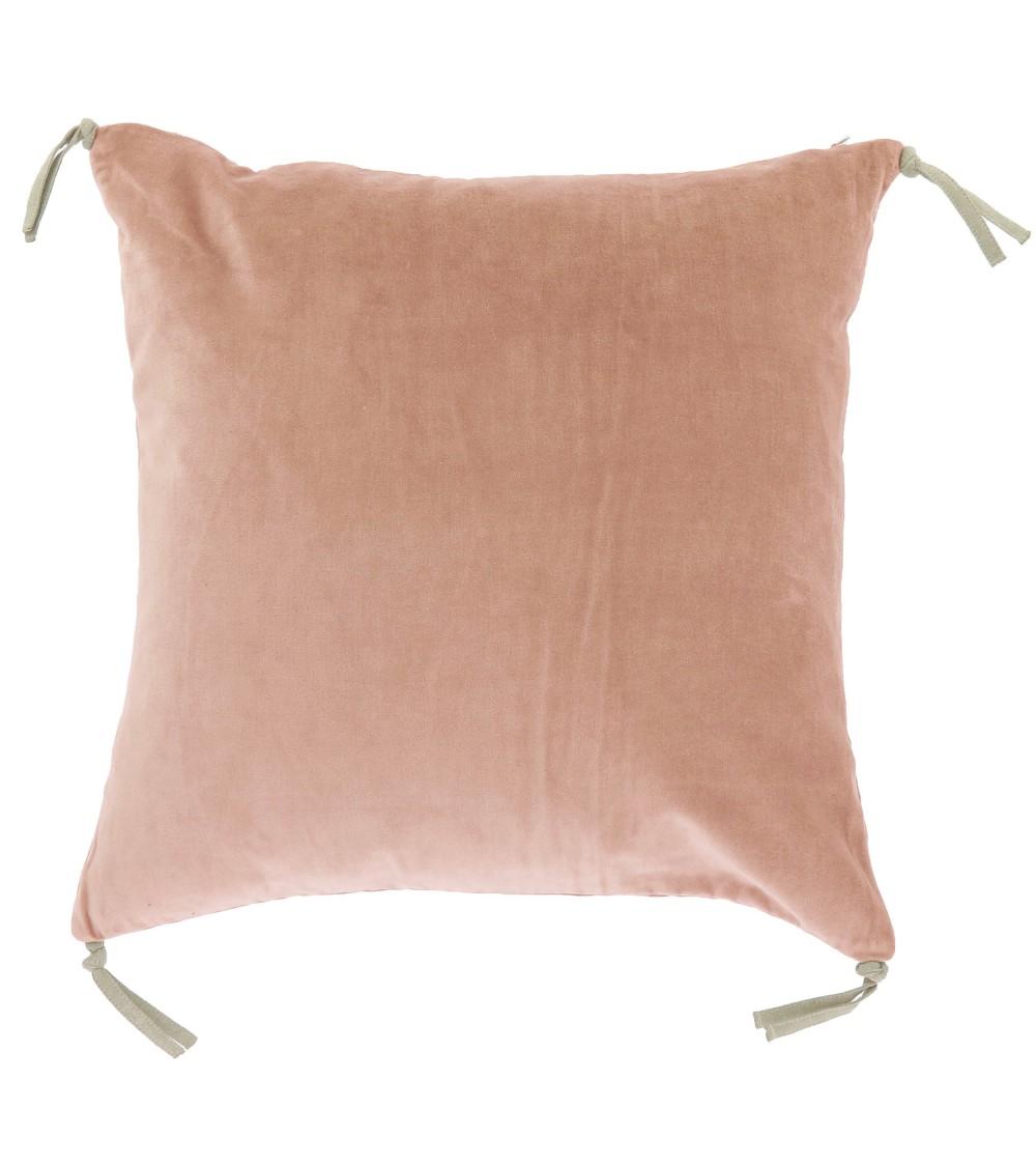 pompon bazar COUSSIN en VELOURS 45x45cm couleur ROSE POUDRE