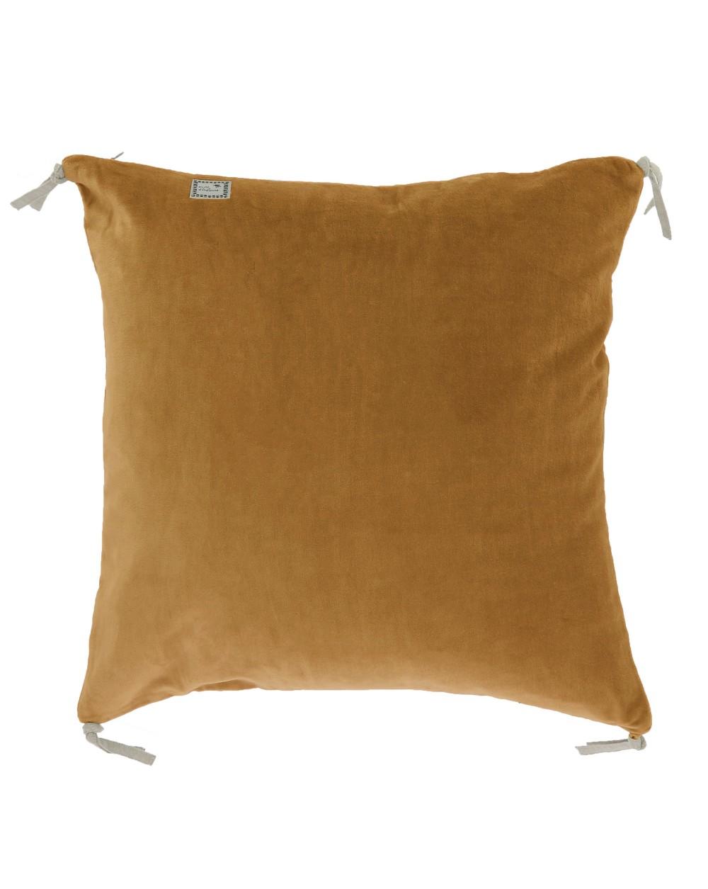 Pompon Bazar COUSSIN En VELOURS 45x45cm Couleur TABAC