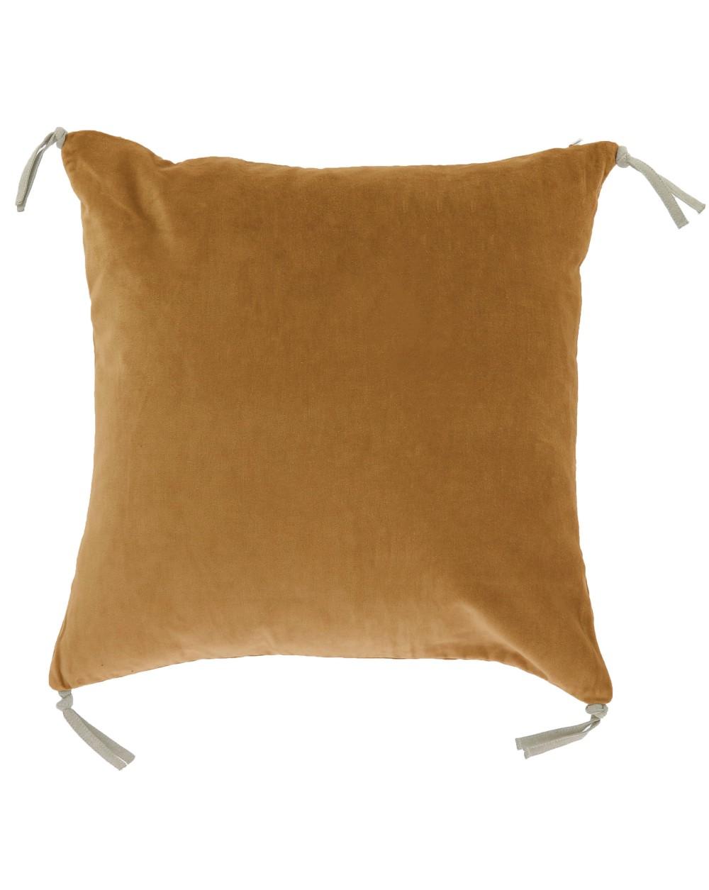 pompon bazar COUSSIN en VELOURS 45x45cm couleur TABAC