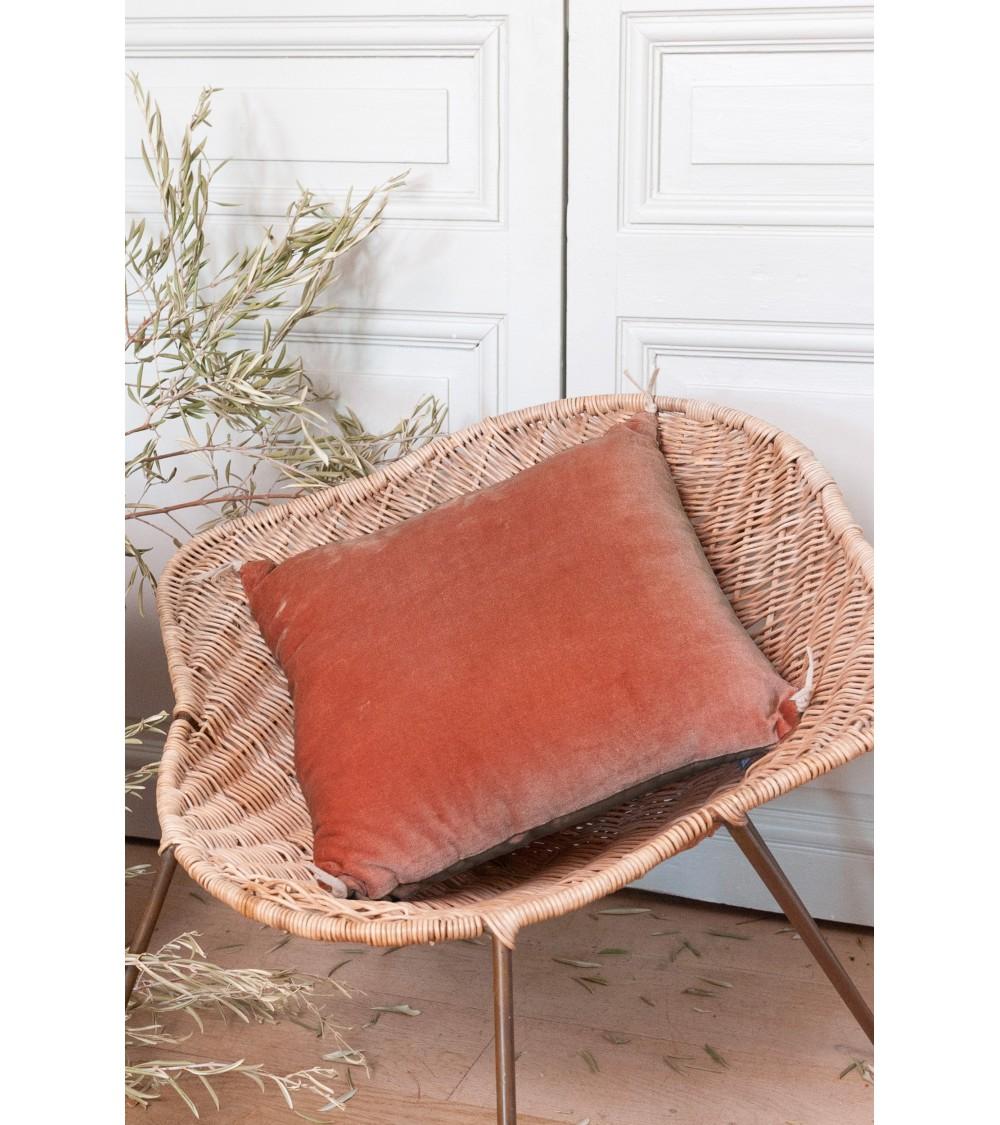 pompon bazar COUSSIN en VELOURS 45x45cm couleur TERRACOTTA