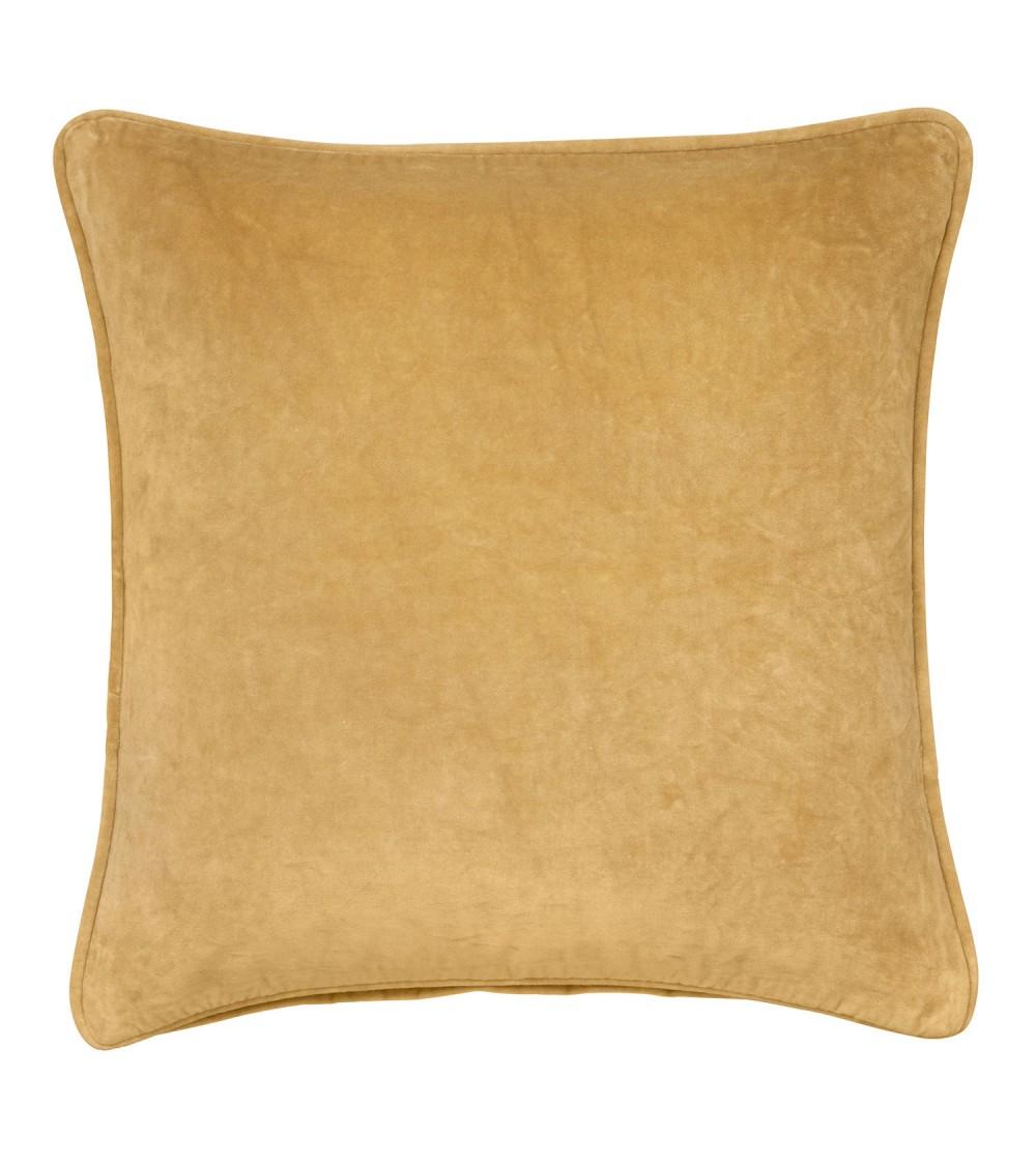 pompon bazar COUSSIN en VELOURS 50x50cm couleur JAUNE/BUCKTHORN