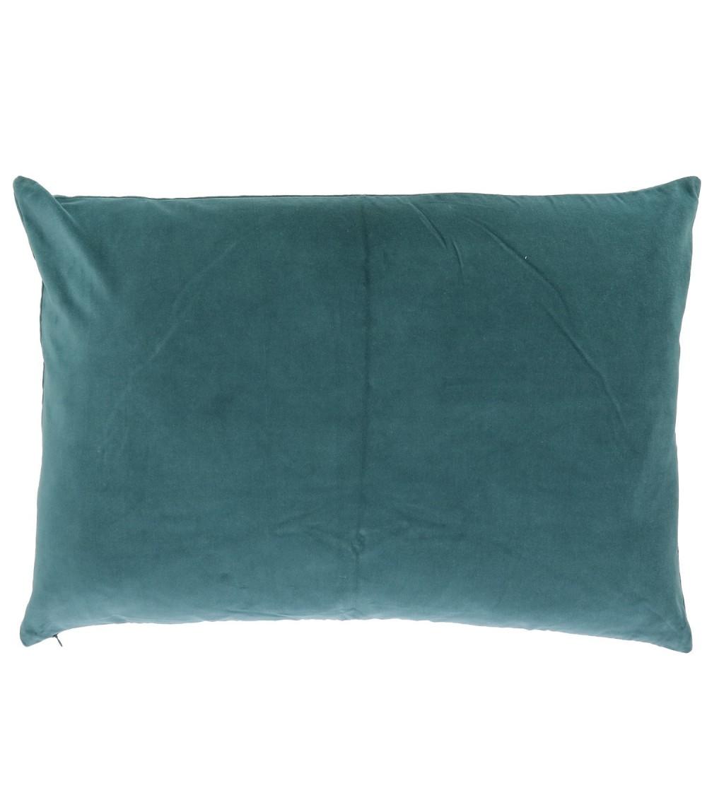 pompon bazar COUSSIN en VELOURS 75x50cm couleur BLEU CANARD
