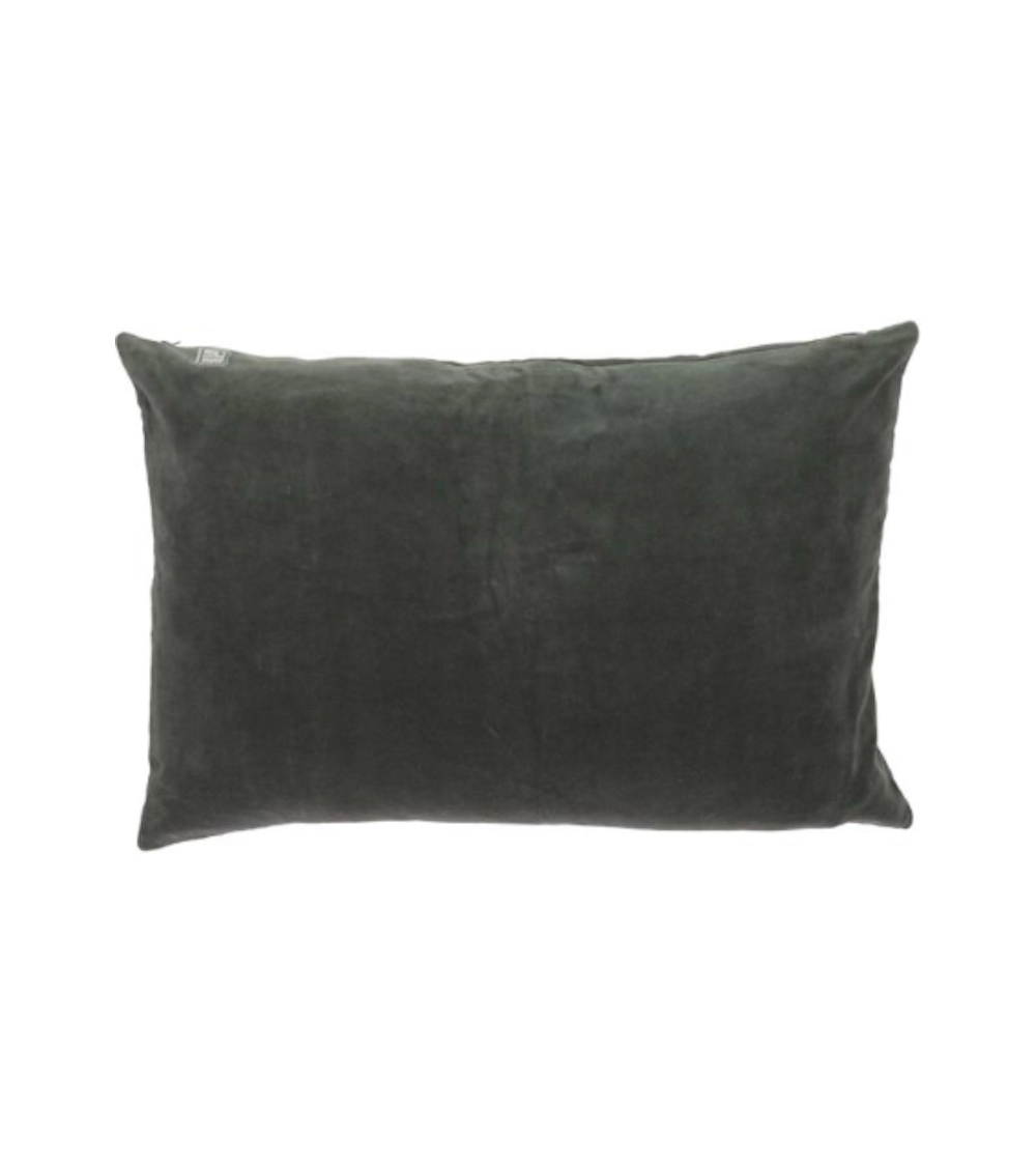 Pompon Bazar COUSSIN En VELOURS 75x50cm Couleur GRIS ANTHRACITE